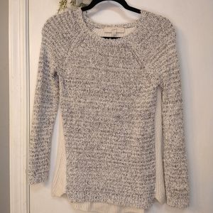 Loft Petites Ann Taylor White and Blue Speckled Knit Sweater